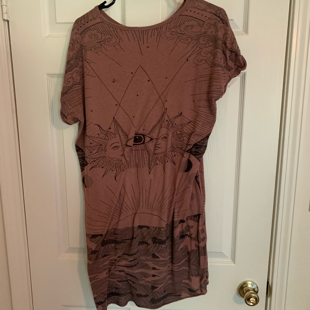 Boho print pink T-shirt dress